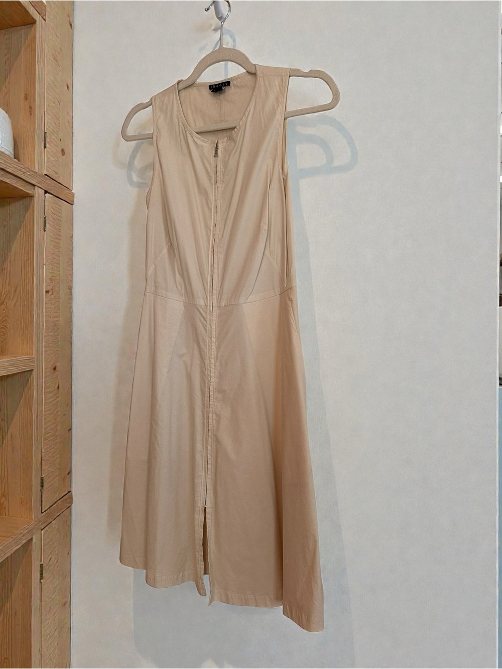 Sleeveless Cream Zip-Front Dress